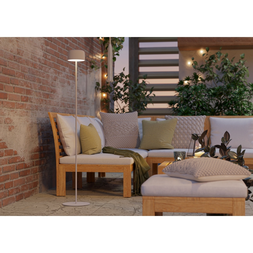 Eglo - Lámpara de pie LED solar recargable con control táctil LED/2,8W/3,7V 1800 mAh IP44 blanco