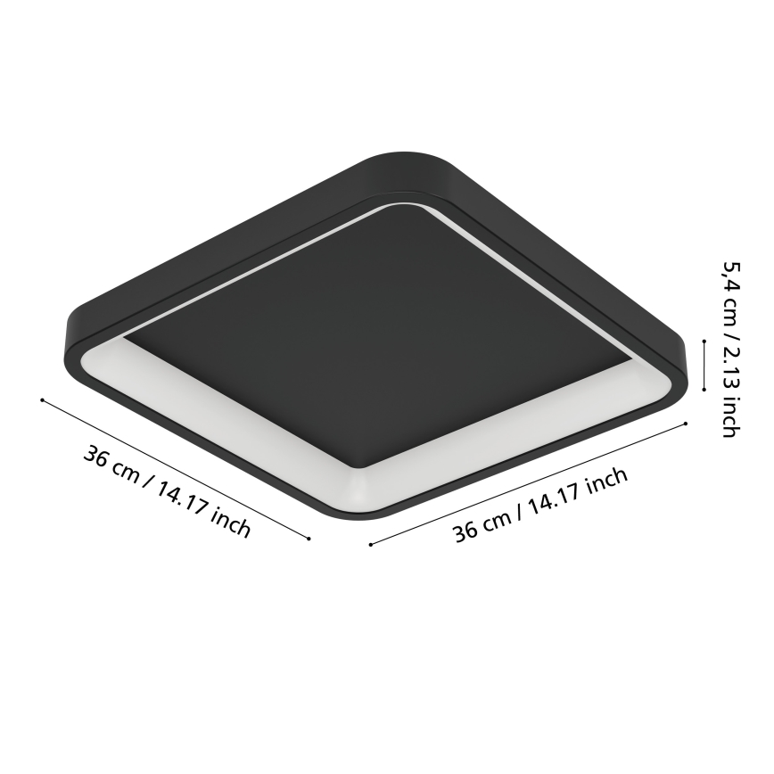 Eglo - Plafón LED RGBW regulable LED/20W/230V 2700-6500K 35x35 cm negro