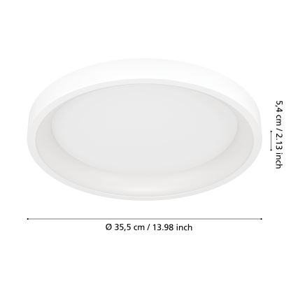 Eglo - LED RGBW Luminaria de techo regulable LED/19,6W/230V 2700-6500K Ø 35 cm blanca