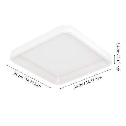 Eglo - LED RGBW Luminaria de techo regulable LED/20W/230V 2700-6500K 35x35 cm blanca