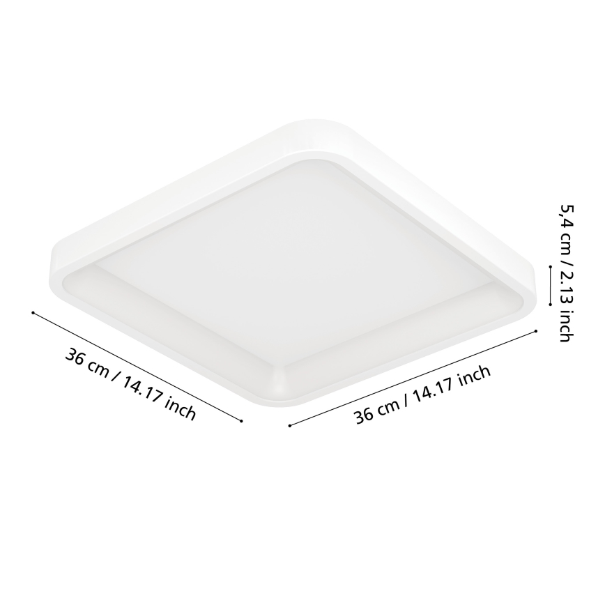 Eglo - LED RGBW Luminaria de techo regulable LED/20W/230V 2700-6500K 35x35 cm blanca