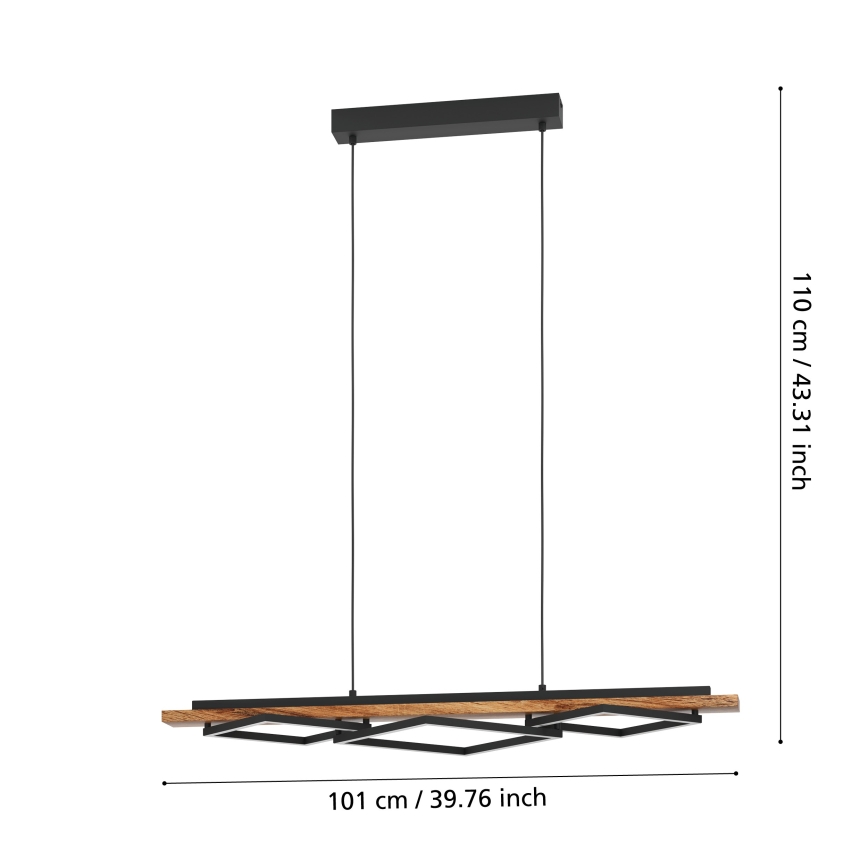 Eglo - Lámpara colgante LED regulable con cable 2xLED/13W/230V + LED/16W negro/marrón