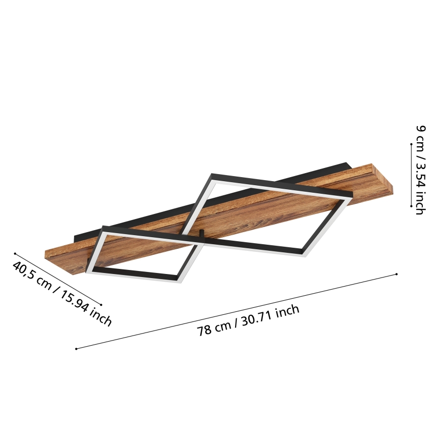 Eglo - Luminaria de techo LED/13W/230V + LED/15W negra/marrón