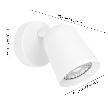 Eglo - Aplique de pared orientable 1xGU10/5W/230V blanco