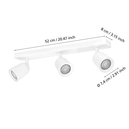 Eglo - Lámpara de techo 3xGU10/10W/230V blanco
