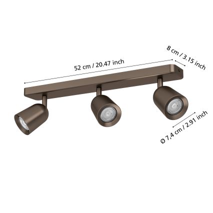 Eglo - Foco de techo orientable 3xGU10/10W/230V, acabado bronce