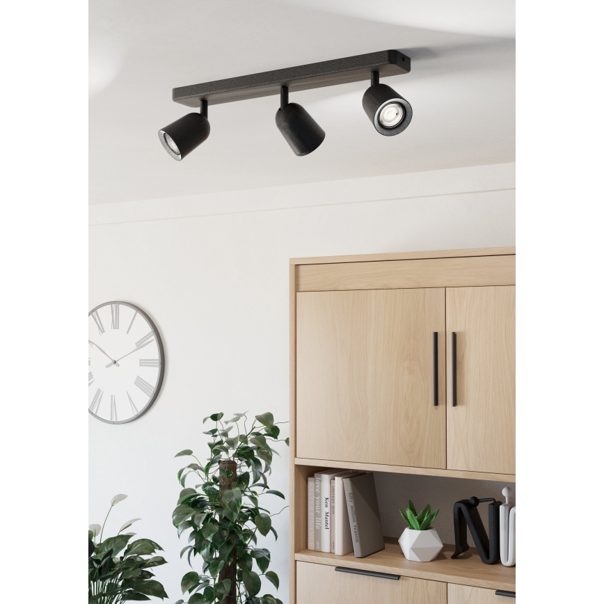 Eglo - Foco orientable 3xGU10/10W/230V negro