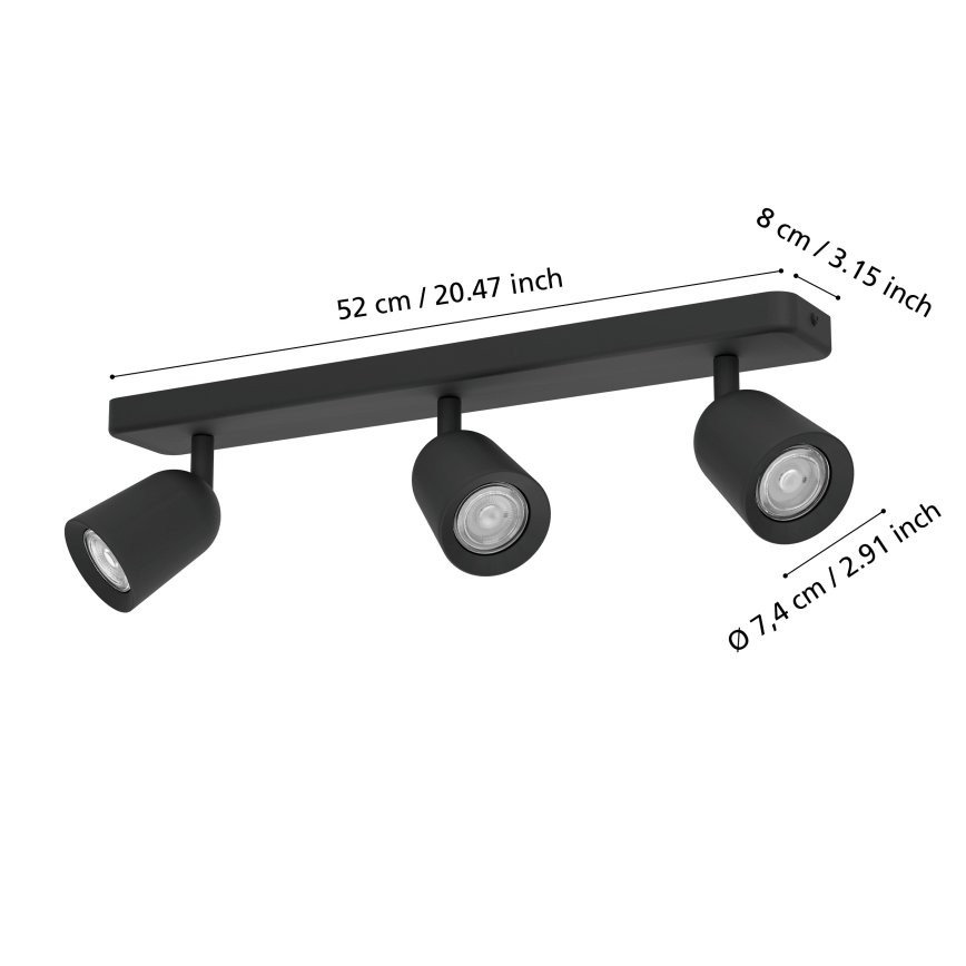 Eglo - Foco orientable 3xGU10/10W/230V negro