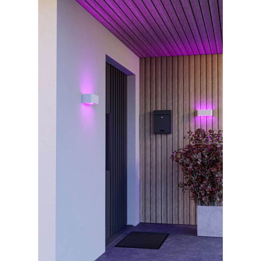 Eglo - Aplique de pared exterior LED RGBW regulable LED/10W/230V 2700-6500K IP55 blanco