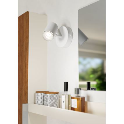 Eglo - Aplique de pared para baño, foco 1xGU10/5W/230V IP44, blanco