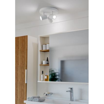 Eglo - Lámpara empotrable para baño 3x GU10/5W/230V, Ø 25 cm, IP44, blanca