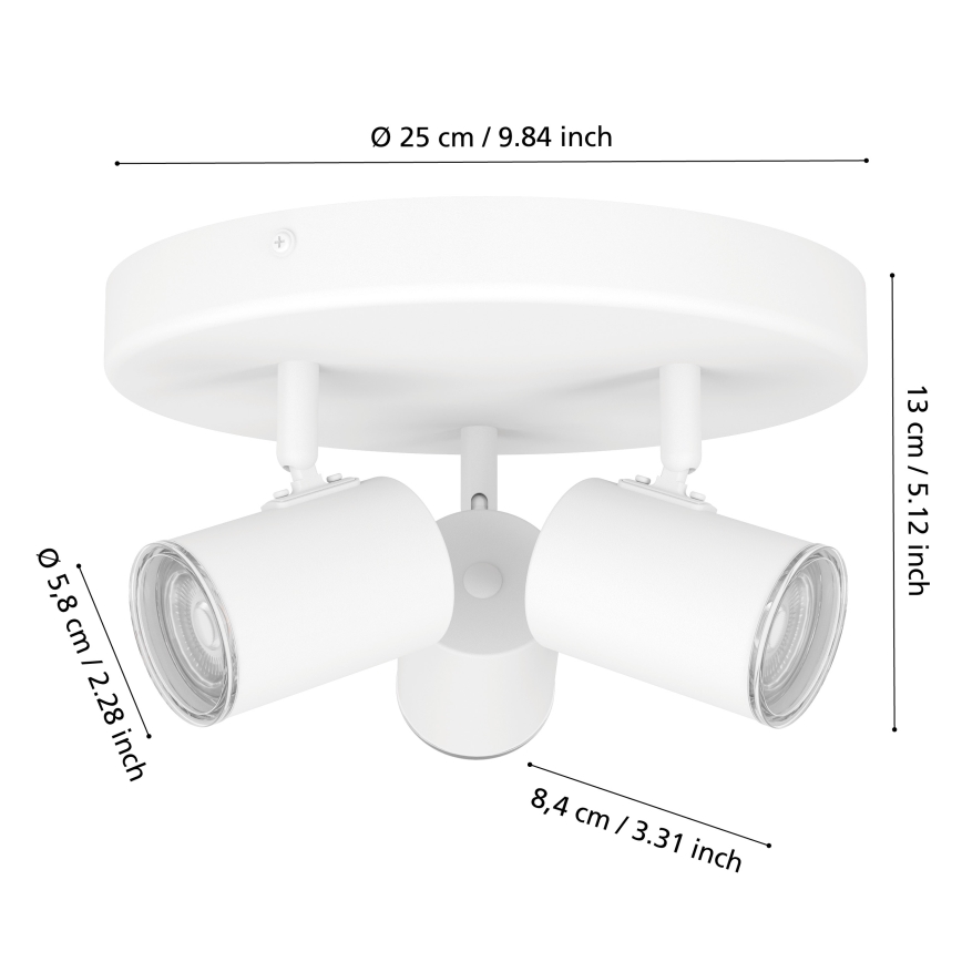 Eglo - Foco empotrable para baño 3xGU10/5W/230V IP44 blanco