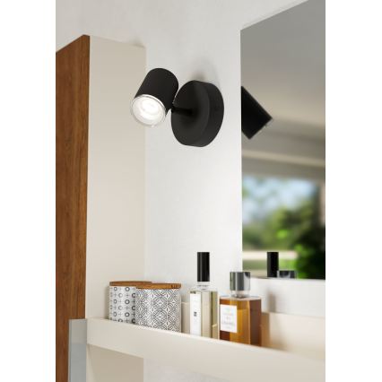 Eglo - Aplique de pared para baño, foco 1xGU10/5W/230V IP44, negro