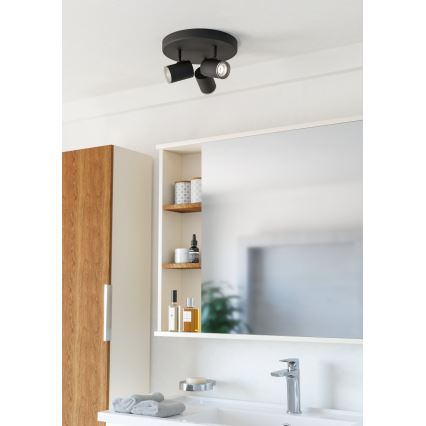 Eglo - Foco de baño 3xGU10/5W/230V IP44 negro