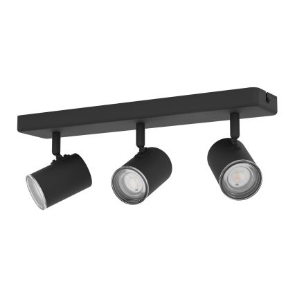 Eglo - Foco de baño 3xGU10/5W/230V IP44 negro