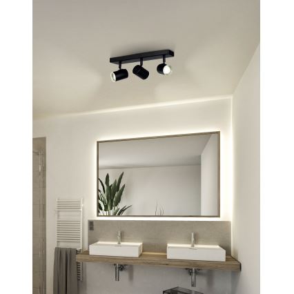 Eglo - Foco de baño 3xGU10/5W/230V IP44 negro