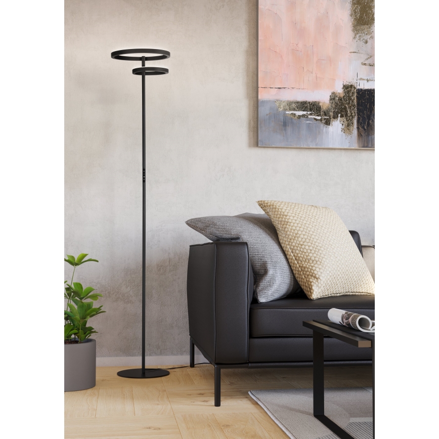 Eglo - Lámpara de pie LED regulable LED/16W/230V + LED/12W negra