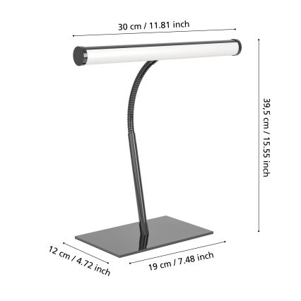 Eglo - Lámpara de mesa táctil LED regulable LED/5W/230V 2700/4000/6500K negra