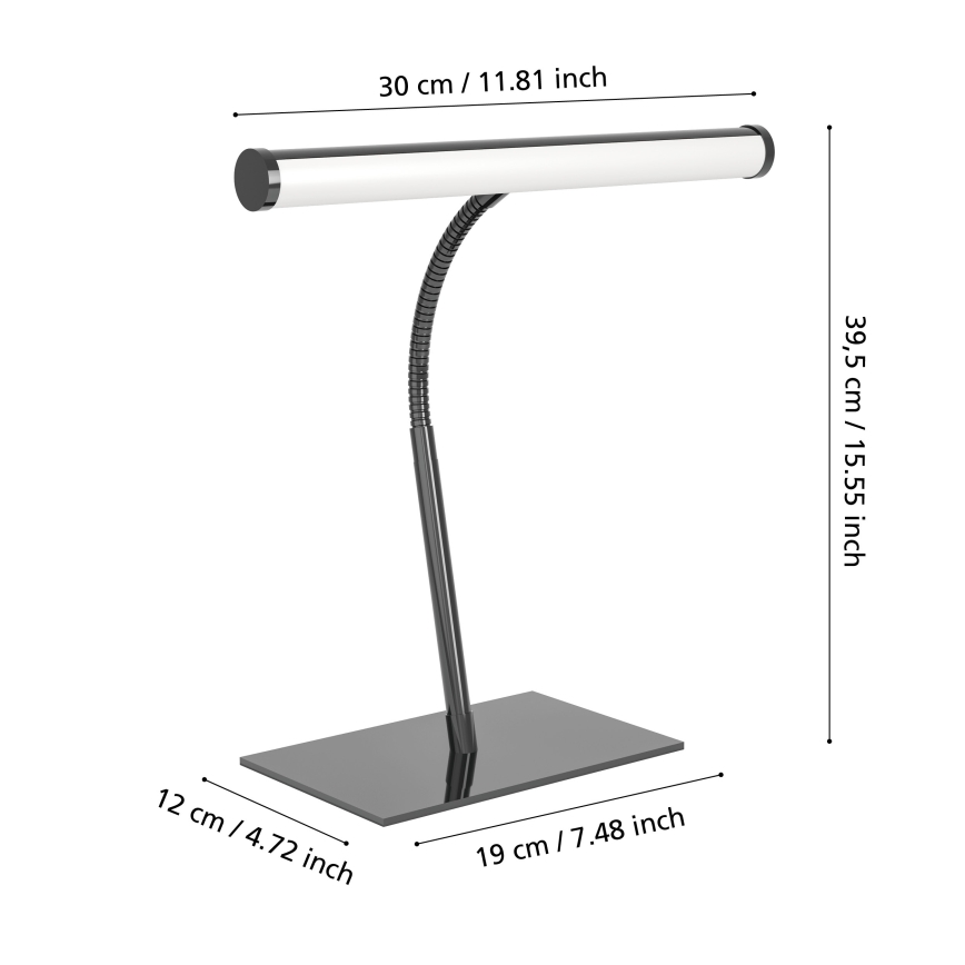 Eglo - Lámpara de mesa táctil LED regulable LED/5W/230V 2700/4000/6500K negra