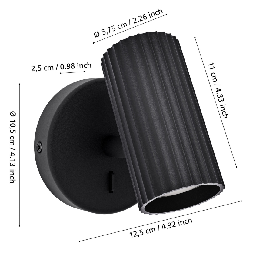 Eglo - Foco de pared orientable 1xGU10/5W/230V negro