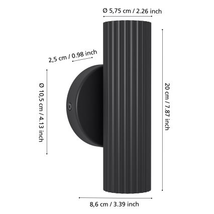 Eglo - Aplique de pared 2xGU10/5W/230V negro
