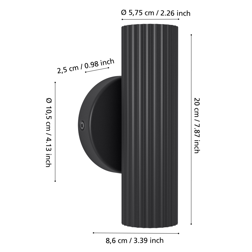 Eglo - Aplique de pared 2xGU10/5W/230V negro