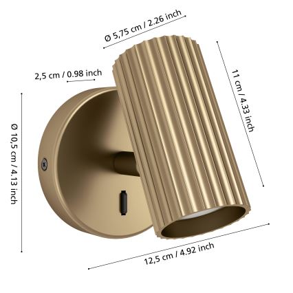 Eglo - Aplique de pared tipo spot 1xGU10/5W/230V dorado