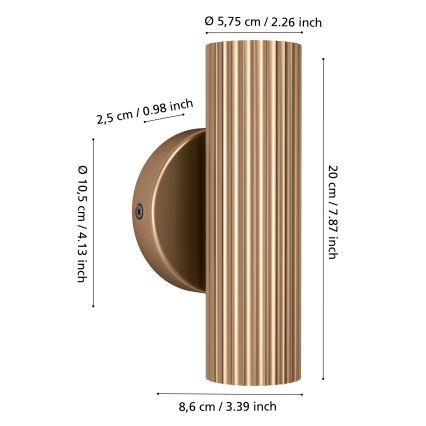 Eglo - Aplique de pared 2x GU10/5W/230V en acabado dorado