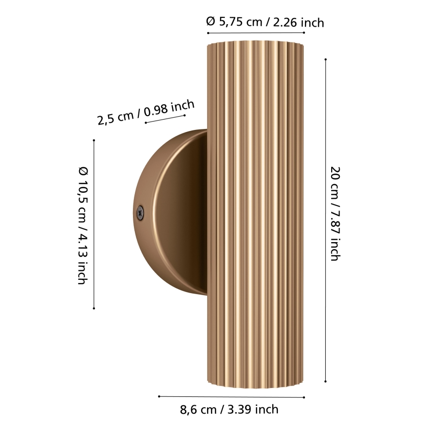 Eglo - Aplique de pared 2x GU10/5W/230V en acabado dorado