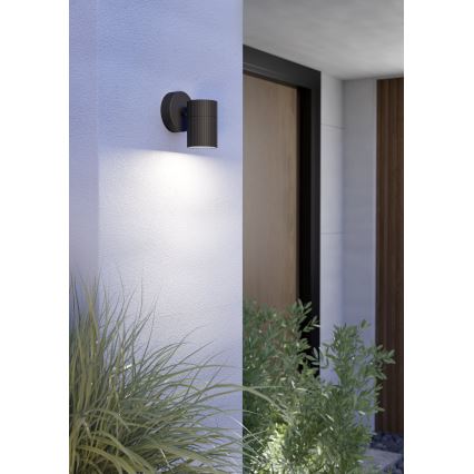 Eglo - Aplique de pared exterior 1xGU10/28W/230V IP44 negro