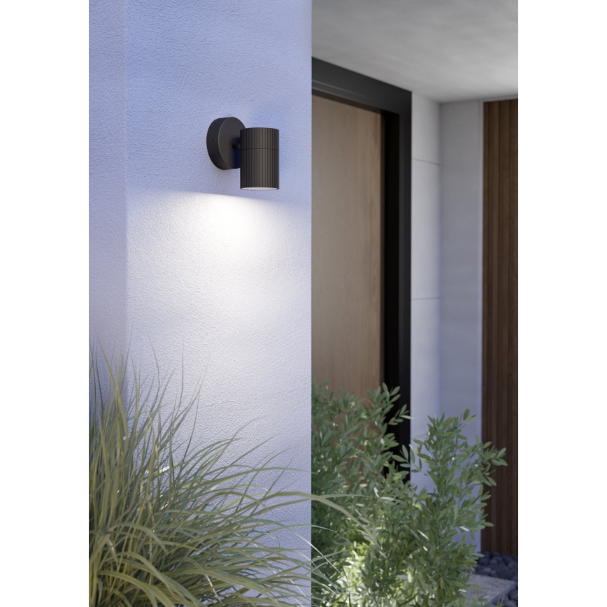 Eglo - Aplique de pared exterior 1xGU10/28W/230V IP44 negro