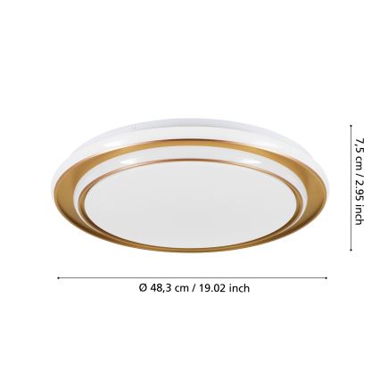 Eglo - Lámpara de techo LED 36 W/230 V, Ø 49 cm, dorada