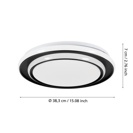 Eglo - Lámpara de techo LED, 24W/230V, Ø 40 cm, negra
