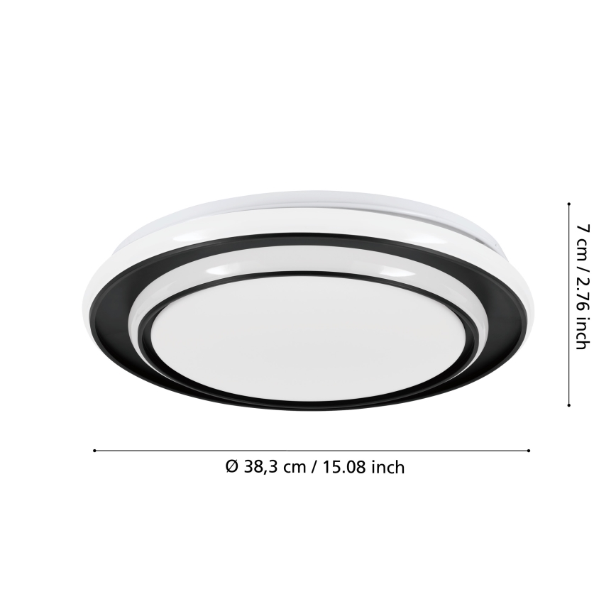 Eglo - Lámpara de techo LED, 24W/230V, Ø 40 cm, negra
