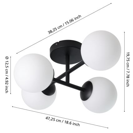 Eglo - Lámpara de techo LED para baño, de montaje en superficie, 4xG9/4,2W/230V IP44, negro