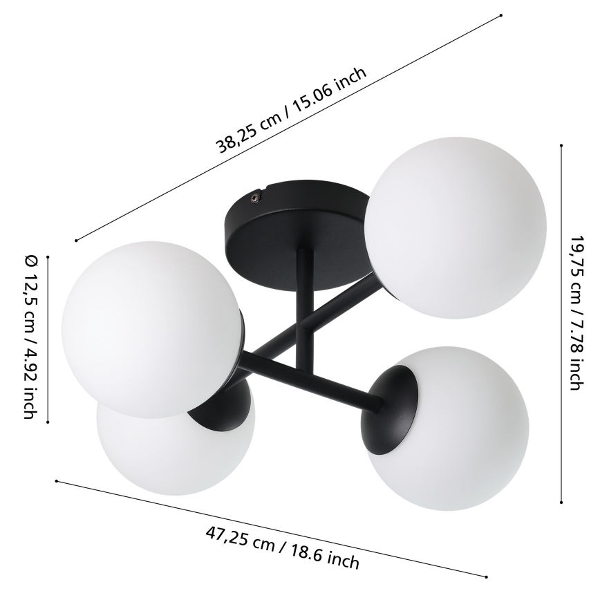 Eglo - Lámpara de techo LED para baño, de montaje en superficie, 4xG9/4,2W/230V IP44, negro