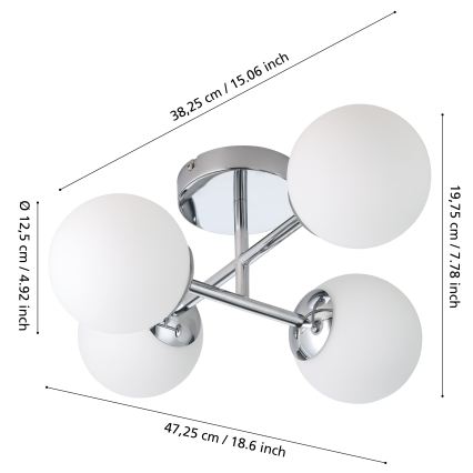 Eglo - Plafón LED de superficie para baño 4xG9/4,2W/230V IP44 cromo brillante