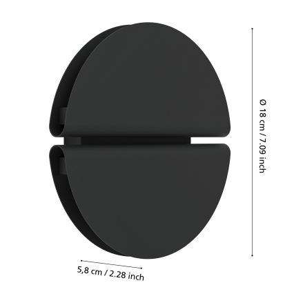 Eglo - Aplique de pared exterior LED/4,5W/230V 2700/4000/6500K IP44 negro