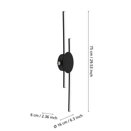Eglo - Aplique de pared LED/20W/230V + LED/0,91W negro