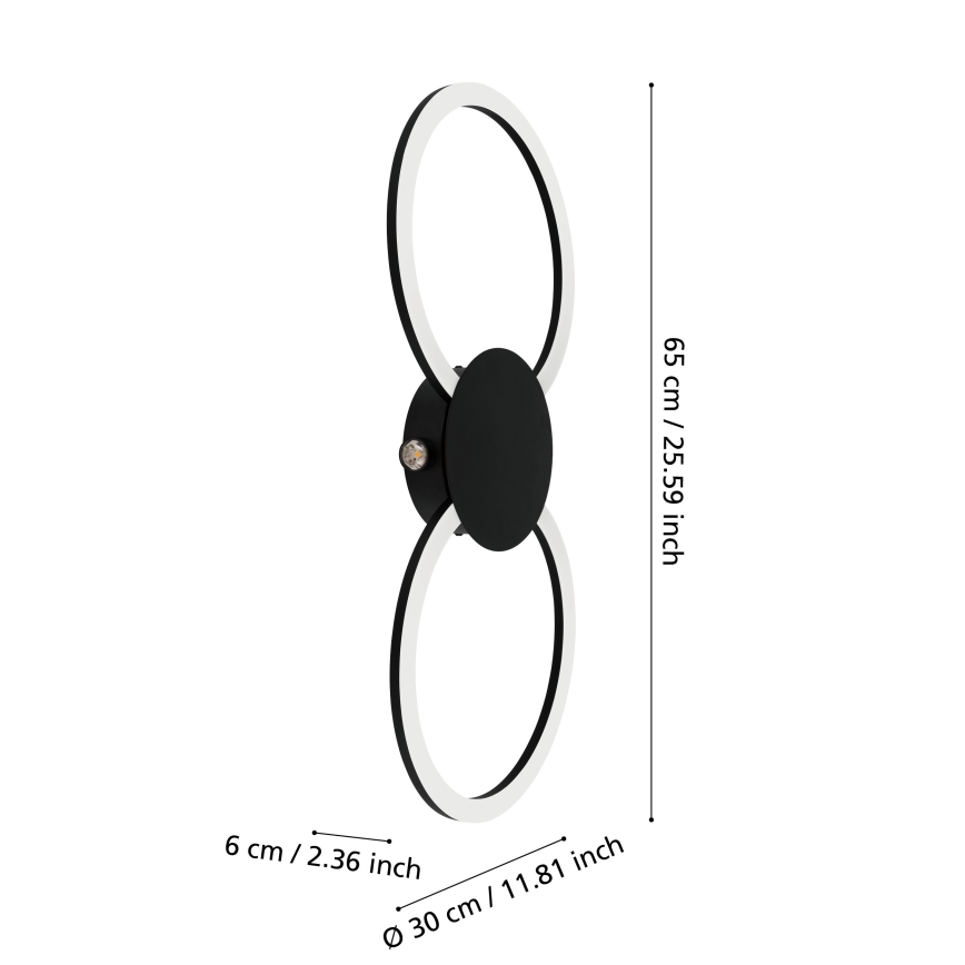 Eglo - Aplique de pared LED/20W/230V + LED/0,91W negro
