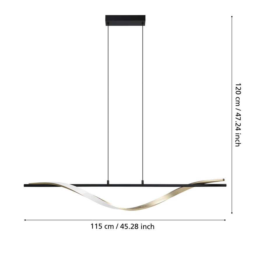 Eglo - Lámpara colgante LED suspendida por cable LED/20W/230V 2700/4000/6500K negro/dorado