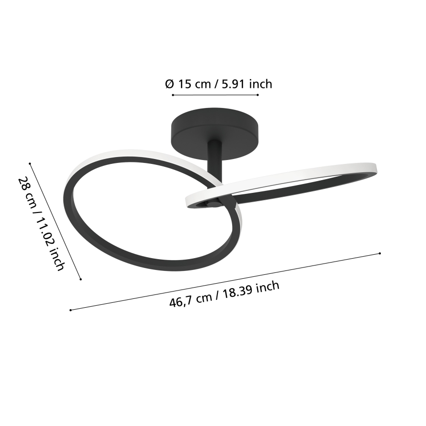 Eglo - Plafón LED de techo LED/12W/230V 2700/4000/6500K negro