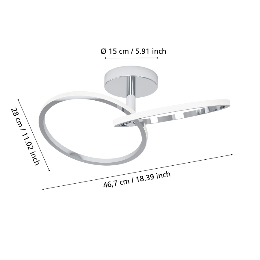 Eglo - Plafón LED 12W, 230V, 2700/4000/6500K, cromo brillante