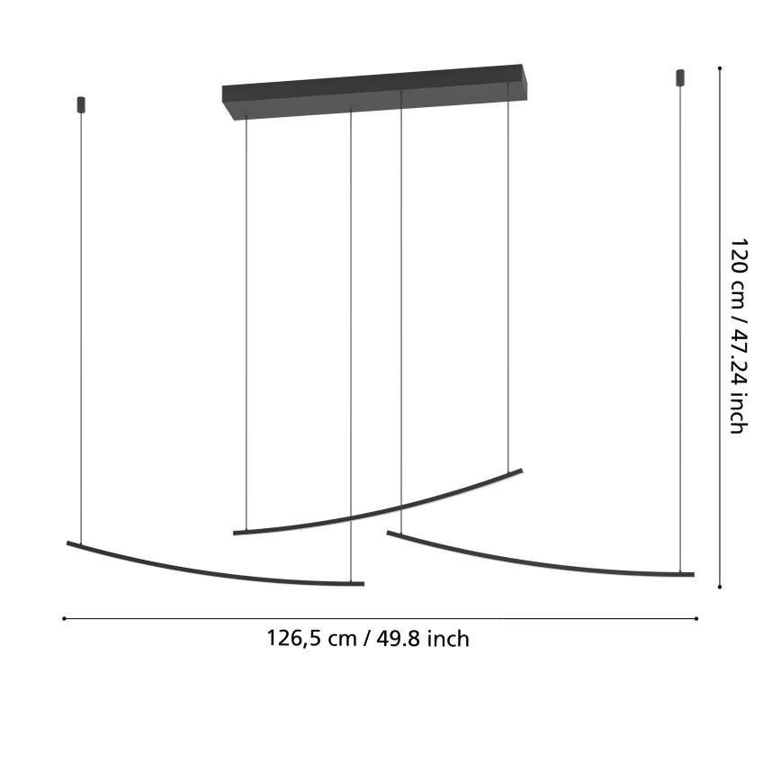 Eglo - Lámpara colgante LED regulable con cable LED/22W/230V 2700/4000/6500K negra