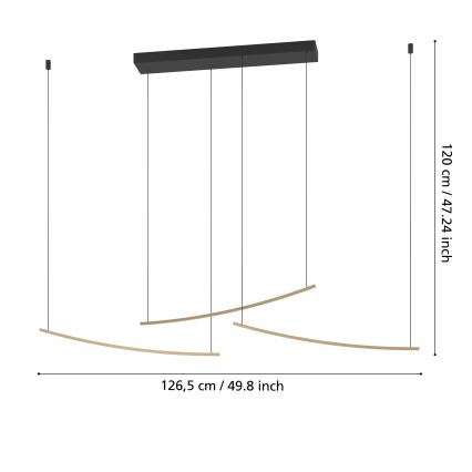 Eglo - Lámpara de suspensión LED regulable con cable LED/22W/230V 2700/4000/6500K dorada
