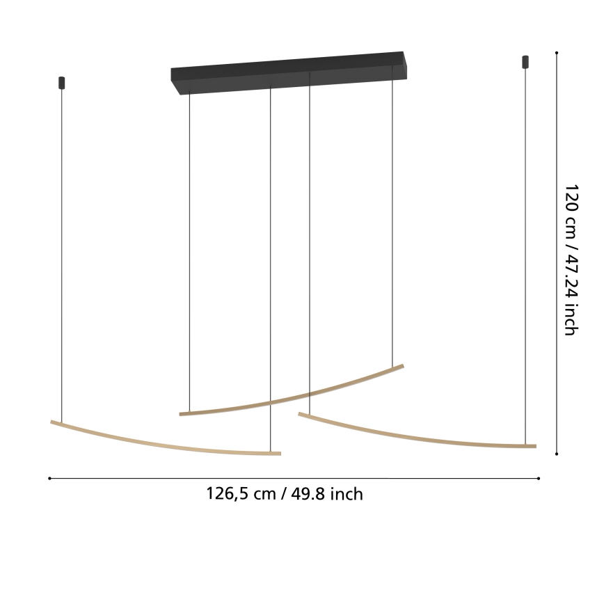 Eglo - Lámpara de suspensión LED regulable con cable LED/22W/230V 2700/4000/6500K dorada