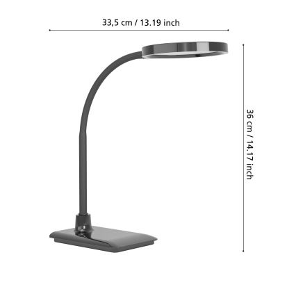 Eglo - Lámpara de mesa LED regulable y flexible LED/5,5W/230V 2700/4000/6500K negra