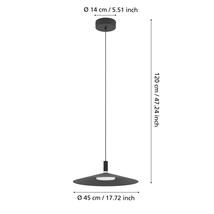 Eglo - Lámpara colgante LED RGBW regulable con cable LED/15,5W/230V 2700-6500K negra