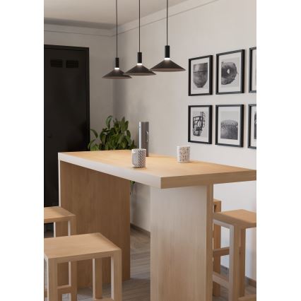 Eglo - Lámpara colgante LED RGBW regulable con cable 3xLED/7,5W/230V 2700-6500K negra