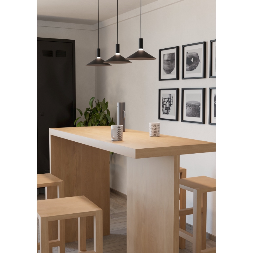 Eglo - Lámpara colgante LED RGBW regulable con cable 3xLED/7,5W/230V 2700-6500K negra